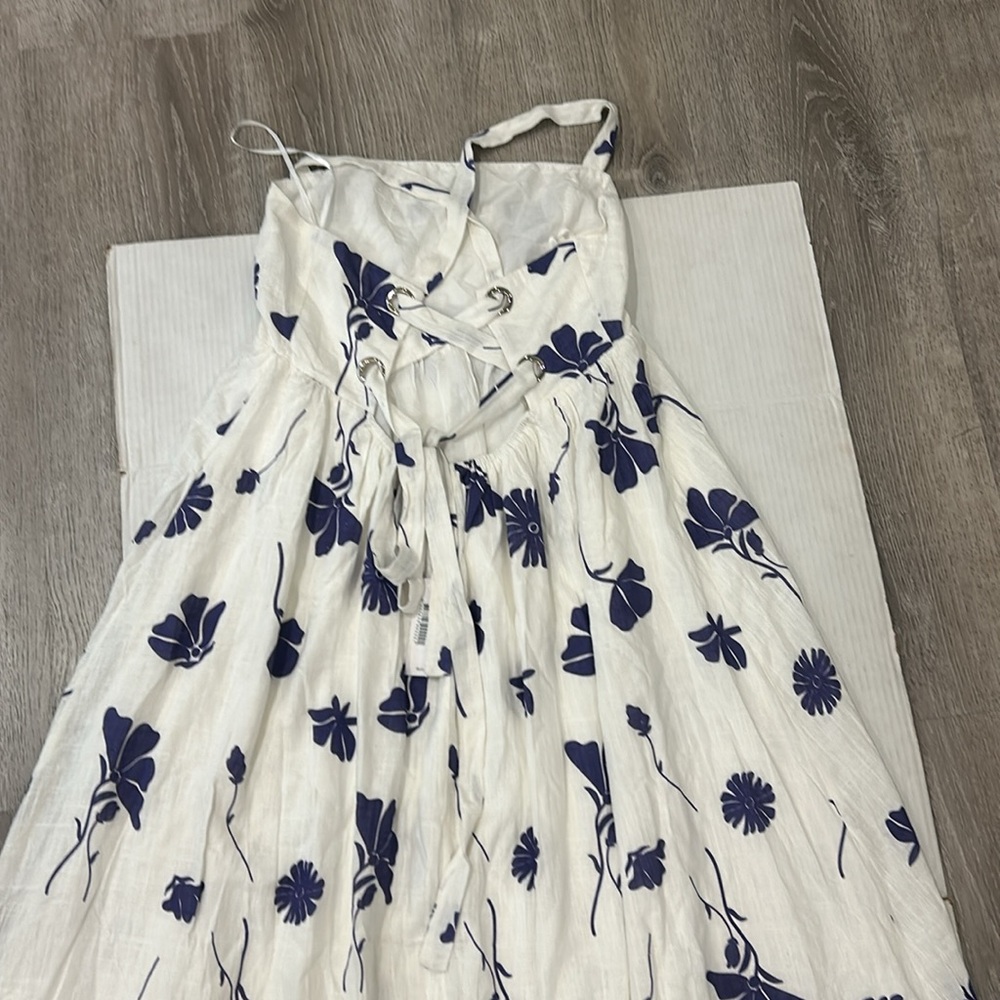 Petal & Pup White Maxi Dress with Blue Floral Print - Picture 10 of 15